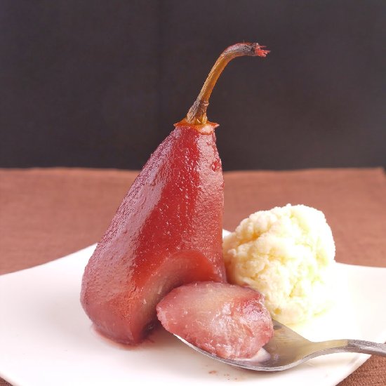 Easy Simple Red Wine Poached Pear