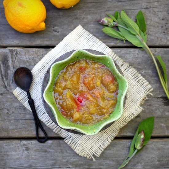 Rhubarb Compote with Sage Lemon