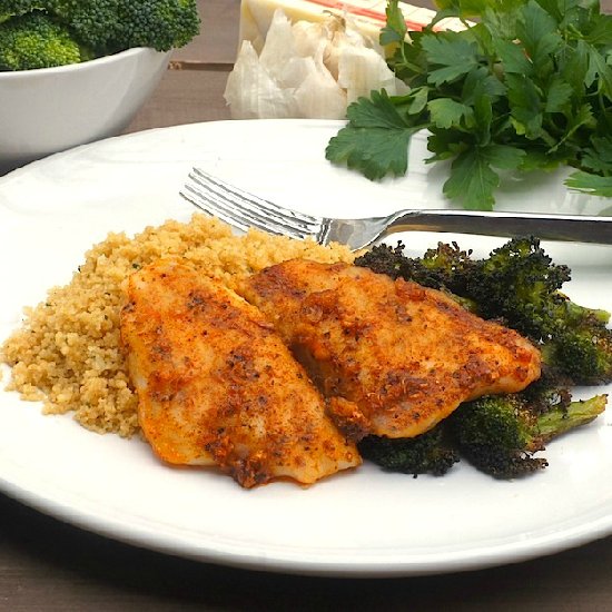 Baked Tilapia w Garlic-Herb Butter