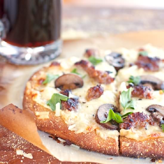 Sausage & Mushroom White Pizza