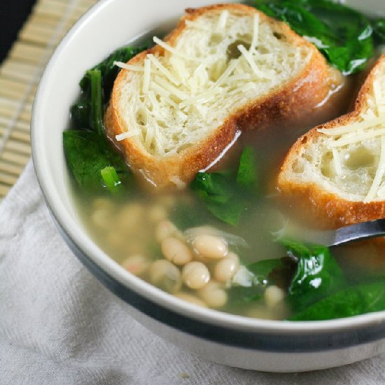 Parmesan Broth with Spinach & Beans