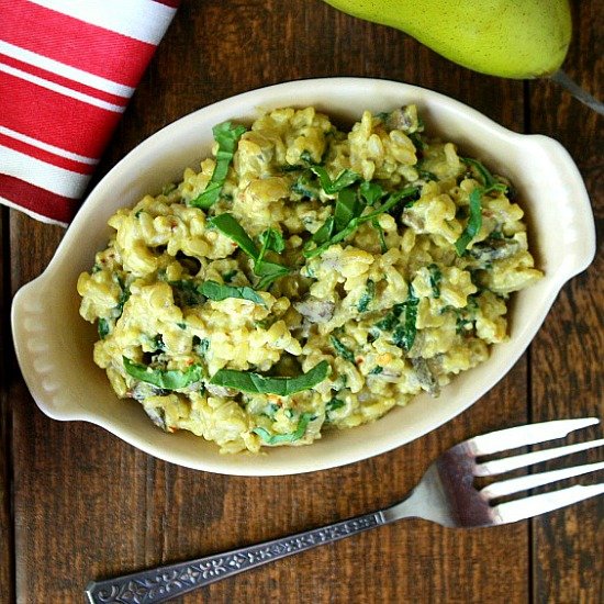 Cheesy Spinach and Mushroom Rice