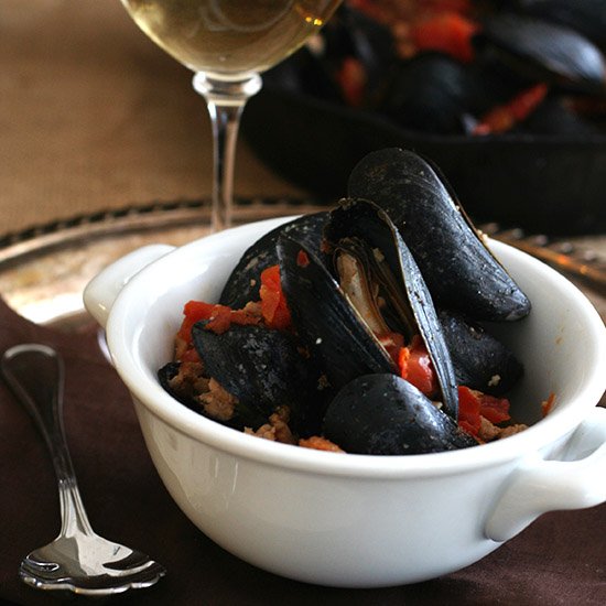 Mussels with Chorizo Tomato Sauce