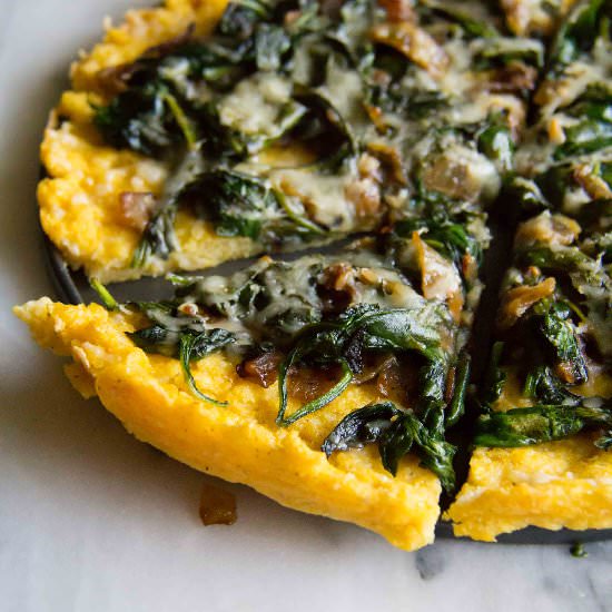 Polenta Tart with Asiago Spinach