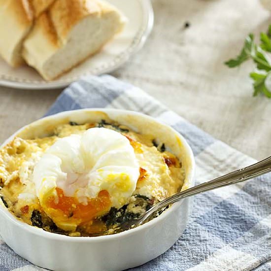 Poached Egg with Spinach Gratin