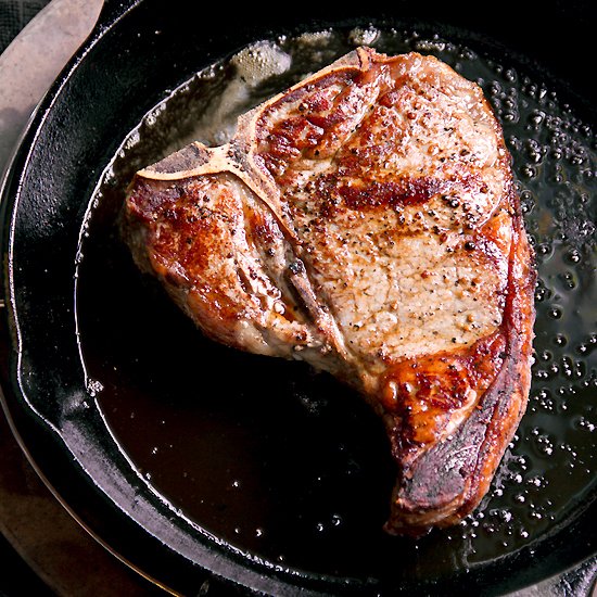 T-Bone Steak with Balsamic Onions