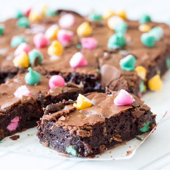 Spring Melt Away Mint Brownies