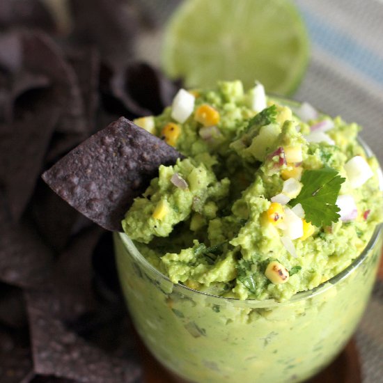 Roasted Corn and Jicama Guacamole