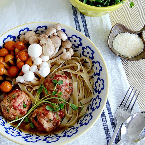 Duck Meatballs Pasta with Broth