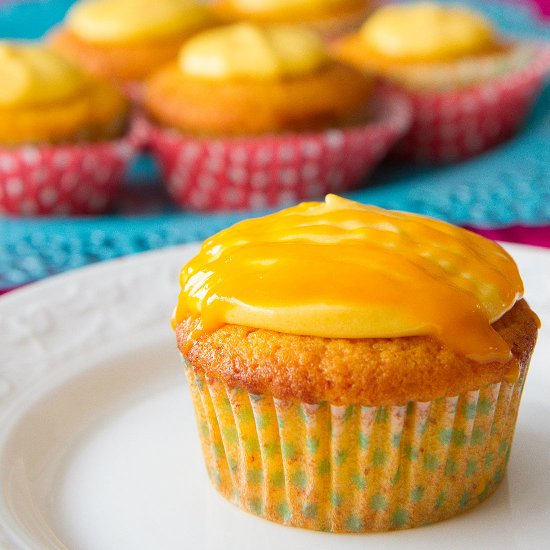 Mango cupcakes with mango icing