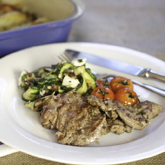 Barbecued Lamb with Zucchini Salad