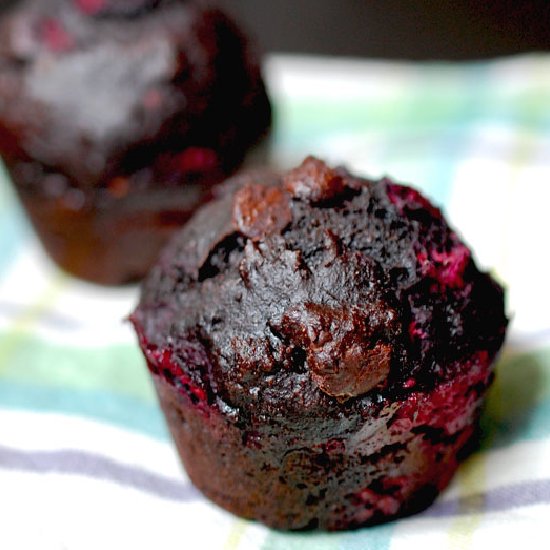 Choc raspberry Greek yogurt muffins