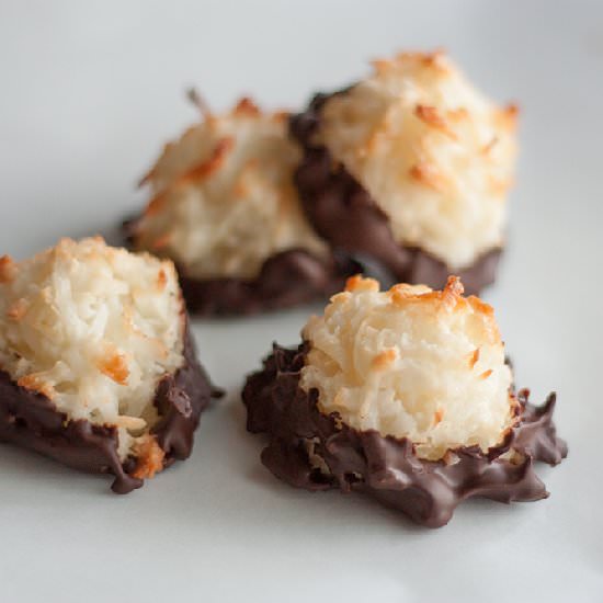 Chocolate Dipped Coconut Macaroons