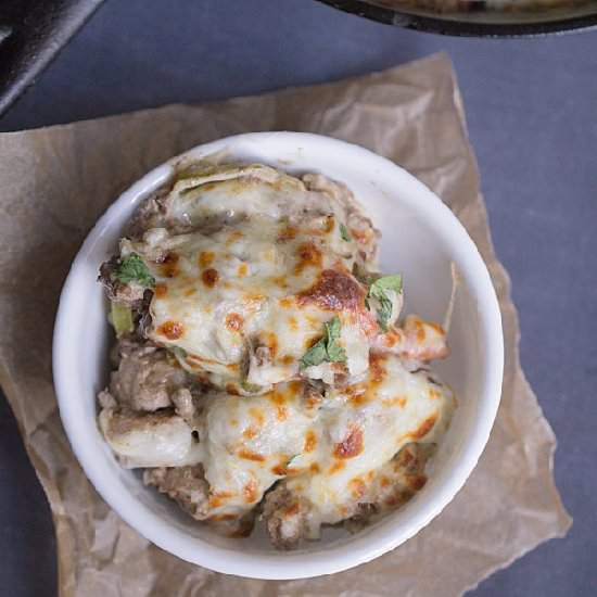 Philly Cheeseburger Gnocchi Bake