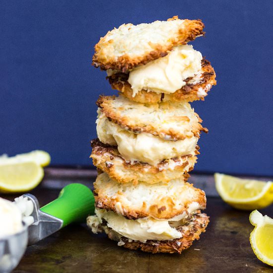 Lemon Macaroon Ice Cream Sandwiches