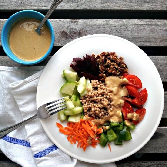 Pecan Salad & Ginger Peanut Sauce