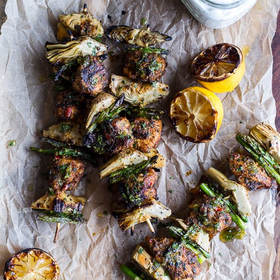 Lemon Herb Moroccan Chicken Skewers