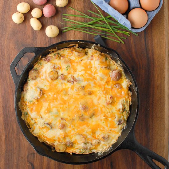 Smoky Ham Cheese Potato Frittata