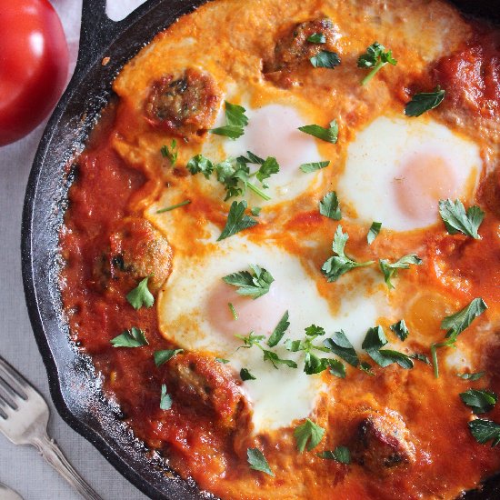 Eggs & Meatballs in Tomato Sauce