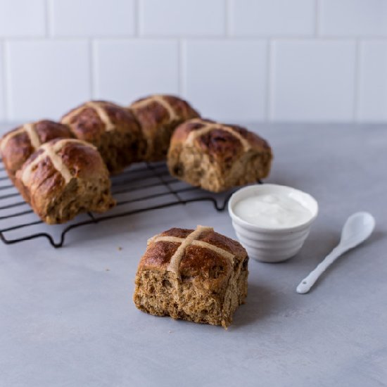 Sticky Date & Chai Hot Cross Buns