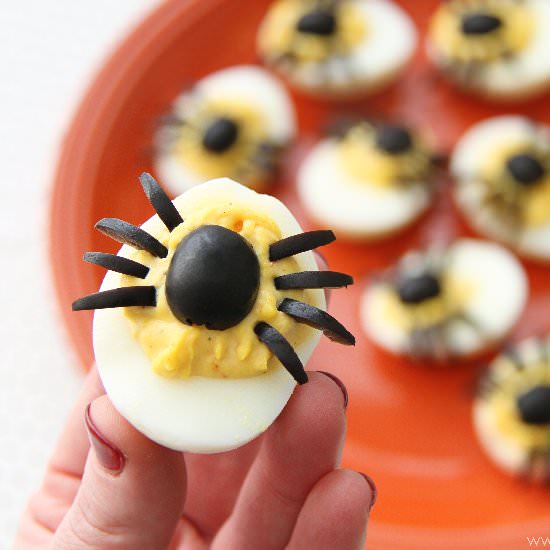 Spider Deviled Eggs