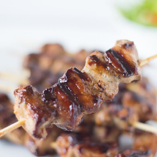 Asian Beer Braised Chicken Skewers