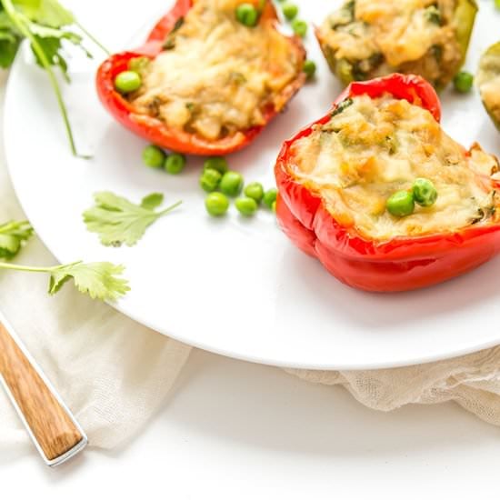 Baked Stuffed Green & Red Peppers