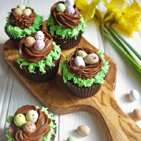 Chocolate Easter Nest Cupcakes