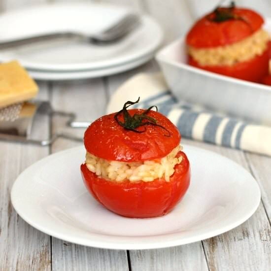 Baked Tomatoes Stuffed with Risotto