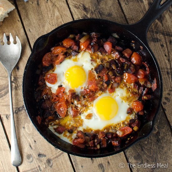 Chorizo Tomato and Egg Skillet