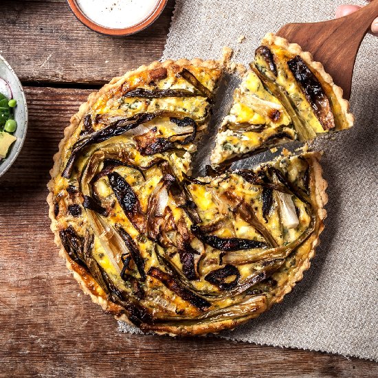 Spring Vegetable & Goat Cheese Tart