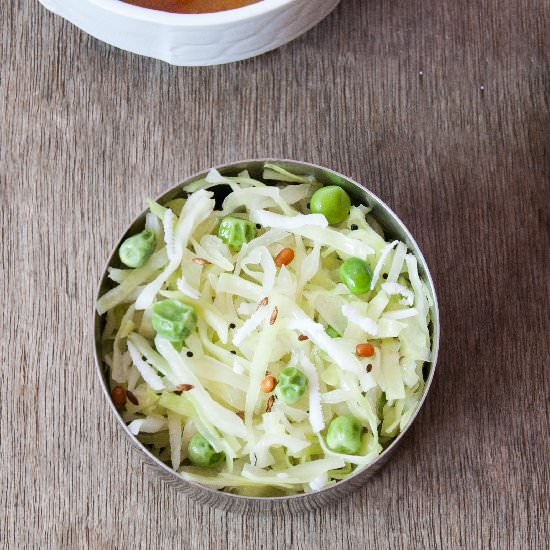 Stir Fried Cabbage and Peas