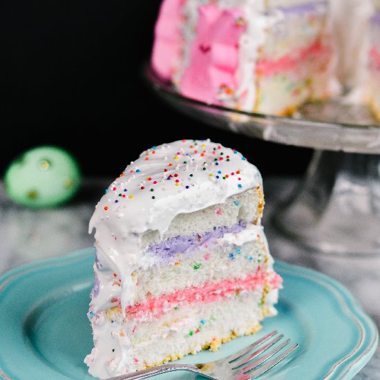 3-Layer Angel Food Cake with Peeps