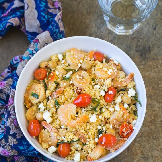 Couscous with Shrimp and Feta