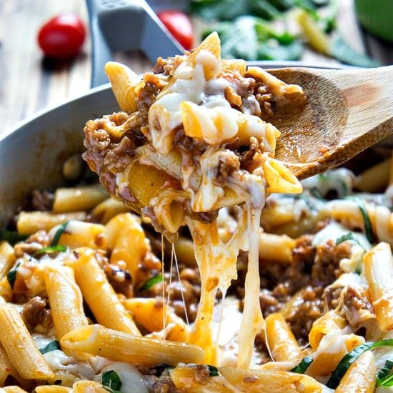 One Skillet Baked Ziti