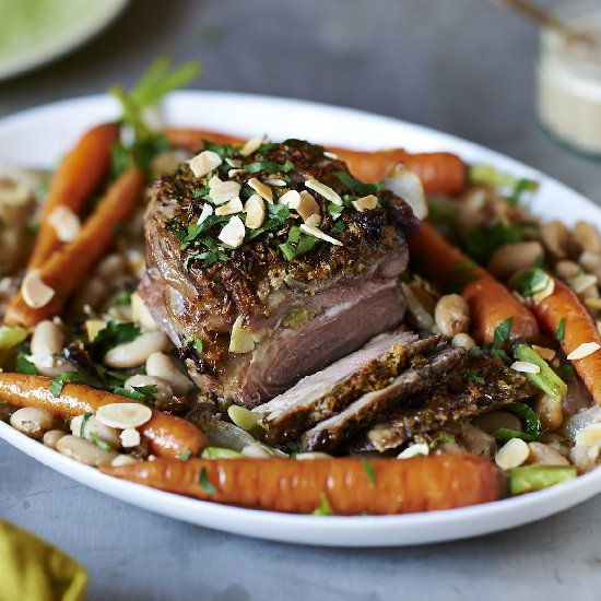 Almond milk braised lamb