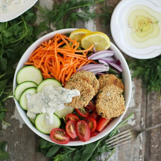 Herb Falafel and Tzatziki {vegan}