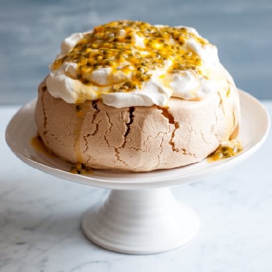 Pavlova with Cream & Passionfruit