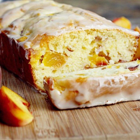 Peach Cake with Honey Cognac Icing