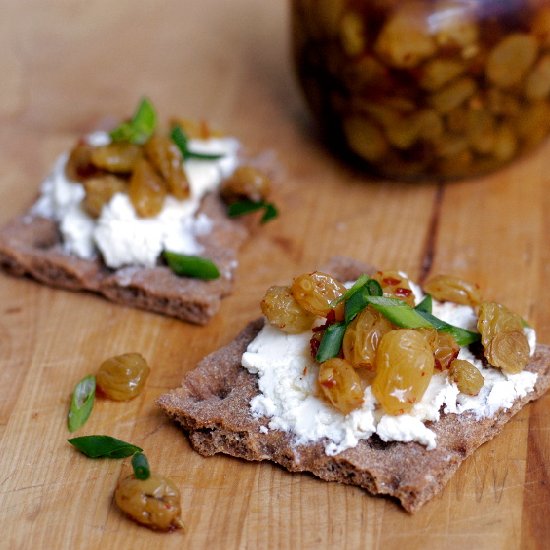 Pickled Raisins + Goat Cheese