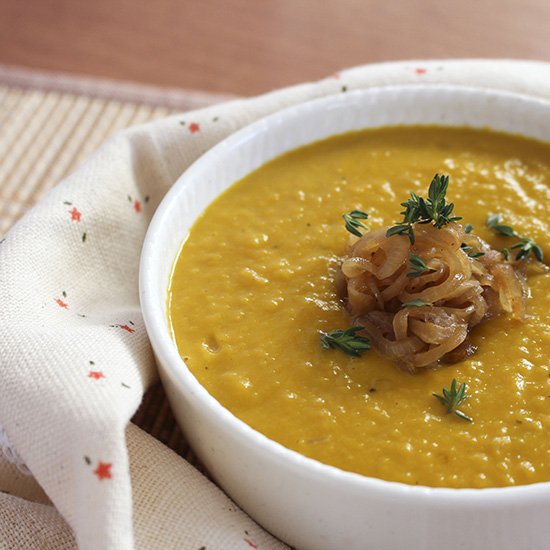 Pumpkin Soup with Caramelised Onion