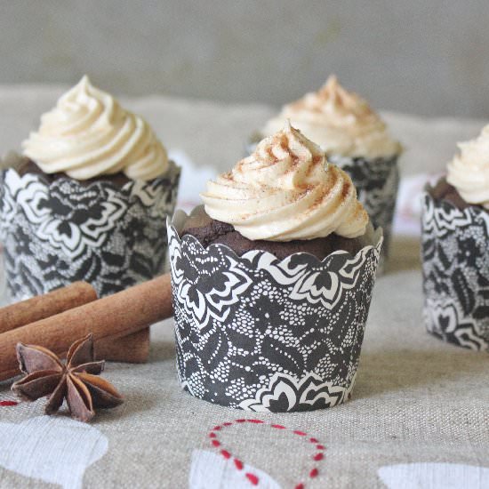 Chocolate Cupcakes with Chai Icing