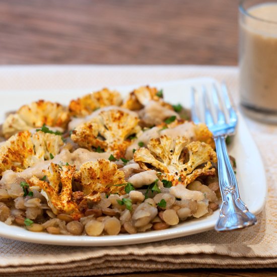 Spice Roasted Cauliflower w Lentils