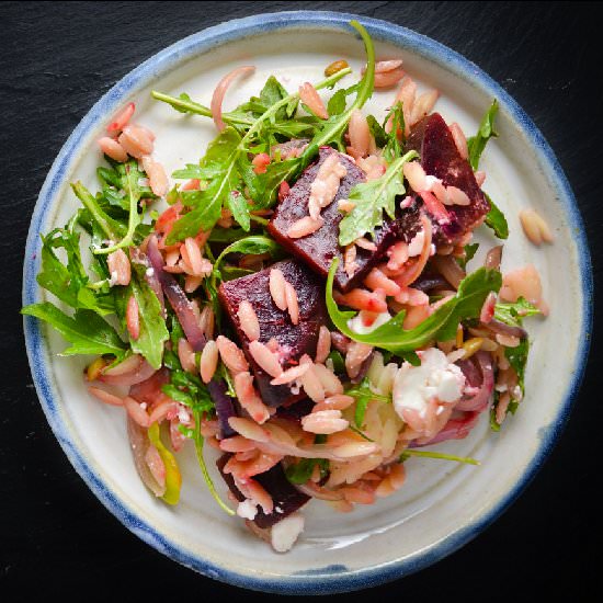 Warm Beet and Orzo Salad