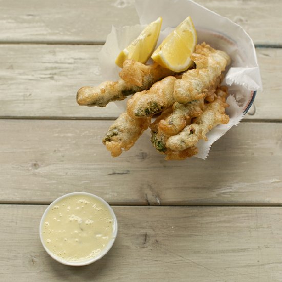 Beer Battered Asparagus with Aoili