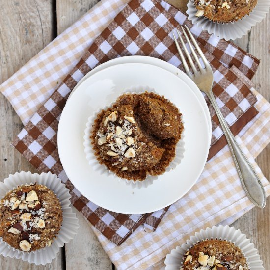 Paleo Hazelnut Banana Date Muffins