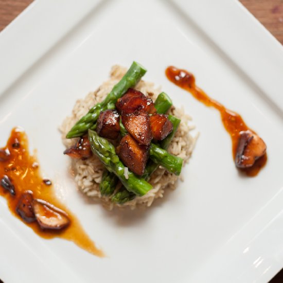 Honey Salmon with Asparagus & Rice