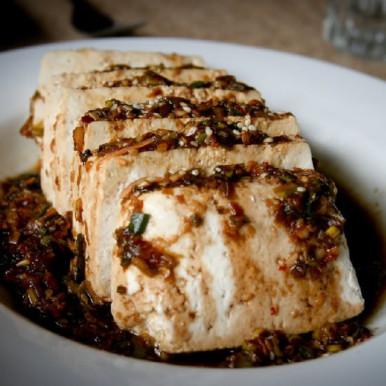 Warm Tofu in Garlic Sesame Sauce