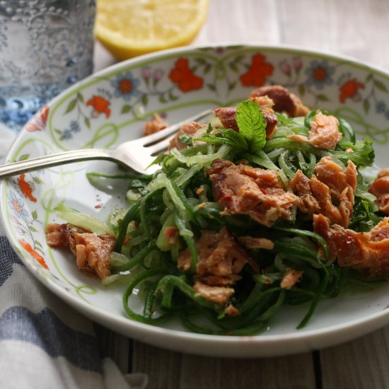 Salmon and Cucumber “Noodle” Salad