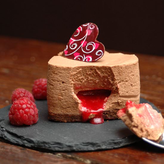 Chocolate mousse with raspberry